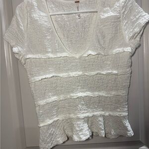 Free People White Textured Blouse